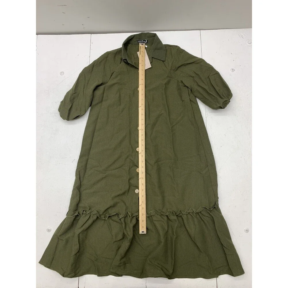 Emery Rose Womens Green Button Up Dress Size Large - Picture 4 of 5